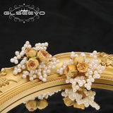 Freshwater Pearls Yellow Roses Earrings for Women