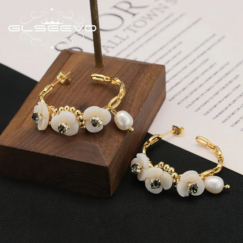 Yellow Roses Freshwater Pearl Earrings Exaggeration Style GE127