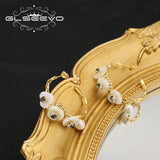 Yellow Roses Freshwater Pearl Earrings Exaggeration Style GE127