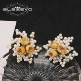 Freshwater Pearls Yellow Roses Earrings for Women