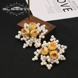 Freshwater Pearls Yellow Roses Earrings for Women