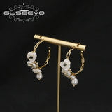 Yellow Roses Freshwater Pearl Earrings Exaggeration Style GE127