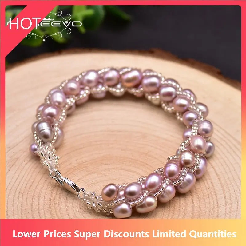 Natural Purple Pearl Bracelet Crystal Jewelry GB0204C