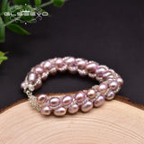 Natural Purple Pearl Bracelet Crystal Jewelry GB0204C