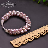 Natural Purple Pearl Bracelet Crystal Jewelry GB0204C