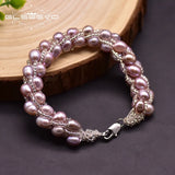 Natural Purple Pearl Bracelet Crystal Jewelry GB0204C