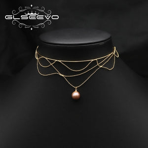 Freshwater Purple Pink Pearls Tassel Necklace for Women