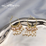 Purple Pearls Chain Drop Earrings Exaggeration Retro Jewelry