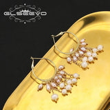 Purple Pearls Chain Drop Earrings Exaggeration Retro Jewelry
