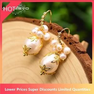 Natural Freshwater Pearl Earrings Wedding Party Accessories GE0774