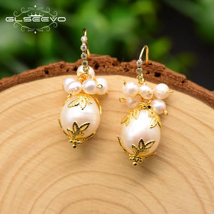 Natural Freshwater Pearl Earrings Wedding Party Accessories GE0774