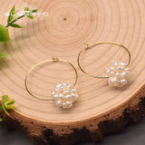 Freshwater Pearl Hoop Earrings Party Jewelry GE1001A
