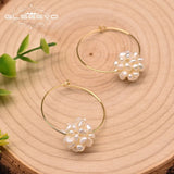 Freshwater Pearl Hoop Earrings Party Jewelry GE1001A