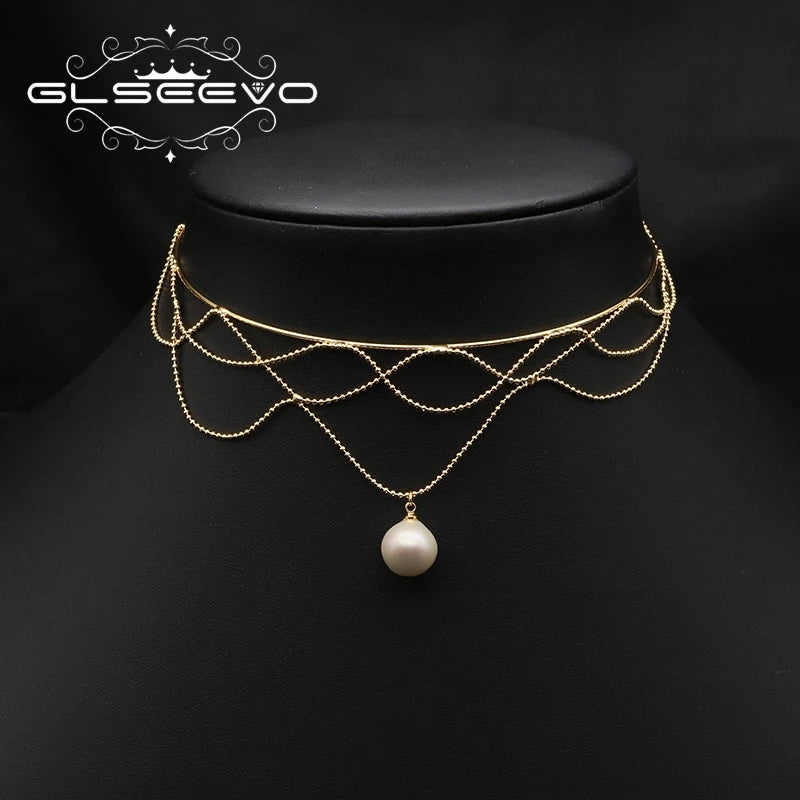 Freshwater Pearls Chain Tassel Necklace Romantic Vintage Jewelry Gift