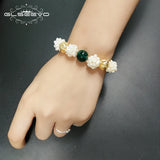 Green Stone Pearl Bracelet Ethnic Jewelry Gift for Mom GB0927A