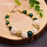 Green Stone Pearl Bracelet Ethnic Jewelry Gift for Mom GB0927A