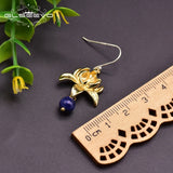 Lapis Lazuli Flower 925 Silver Drop Earrings Wedding Party Gift