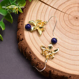 Lapis Lazuli Flower 925 Silver Drop Earrings Wedding Party Gift