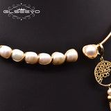 Baroque Pearl Necklace Geometric Tassel Pendant GN0285A