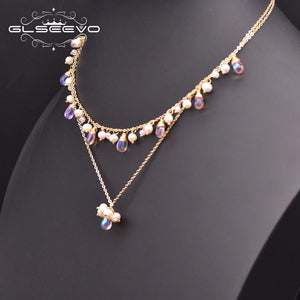 Pearl Charm Pendant Necklace for Women Wedding Gift Czech Glass Jewelry