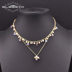 Pearl Charm Pendant Necklace for Women Wedding Gift Czech Glass Jewelry