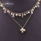 Pearl Charm Pendant Necklace for Women Wedding Gift Czech Glass Jewelry
