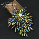 Natural Pearl Crystal 18k Brooch Women Jewelry Anniversary GO0405