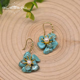 Flower Shape Pearl Earrings Turquoise Jewelry GE1000