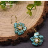 Flower Shape Pearl Earrings Turquoise Jewelry GE1000