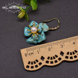 Flower Shape Pearl Earrings Turquoise Jewelry GE1000