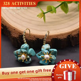 Flower Shape Pearl Earrings Turquoise Jewelry GE1000