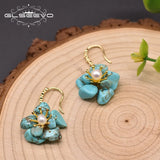 Flower Shape Pearl Earrings Turquoise Jewelry GE1000
