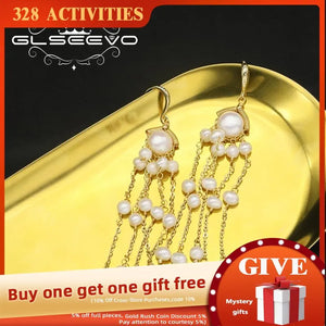 Natural Pearl Tassel Pendant Earrings 18k Electroplated