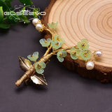 Natural Pearl Resin Flower Tree Brooch For Women Party Brooches