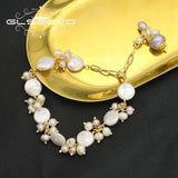 Natural Pearl Shining Chain Stainless Bracelets Customize GB0978