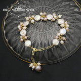 Natural Pearl Shining Chain Stainless Bracelets Customize GB0978