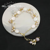 Natural Pearl Shining Chain Stainless Bracelets Customize GB0978