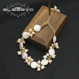 Natural Pearl Shining Chain Stainless Bracelets Customize GB0978