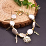 Natural Pearl Shining Chain Stainless Bracelets Customize GB0978