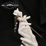 Natural Pearls Amethyst Butterfly Set Hairpin Romantic Wedding Jewelry