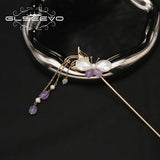 Natural Pearls Amethyst Butterfly Set Hairpin Romantic Wedding Jewelry