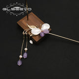 Natural Pearls Amethyst Butterfly Set Hairpin Romantic Wedding Jewelry