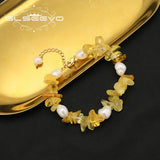 Pearl Citrine Pendant Bracelet Wedding Jewelry