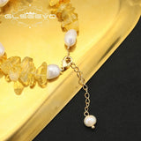 Pearl Citrine Pendant Bracelet Wedding Jewelry