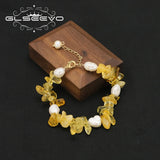 Pearl Citrine Pendant Bracelet Wedding Jewelry