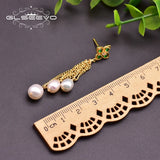 Green Zircon Drop Earrings Bohemia 925 Silver for Women Girls GE0932