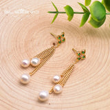 Green Zircon Drop Earrings Bohemia 925 Silver for Women Girls GE0932