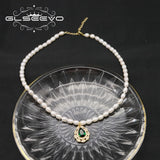 Natural Pearls Emerald Water Droplets Zircon Women Necklace Art Wedding