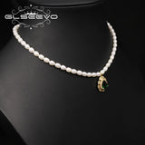 Natural Pearls Emerald Water Droplets Zircon Women Necklace Art Wedding