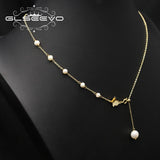Natural Pearls Long Chain Adjustable Asymmetrical Necklace